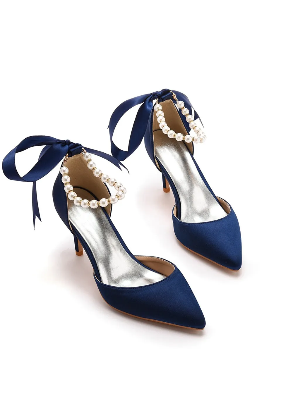 7 cm Ribbon Beaded Stiletto Sandals