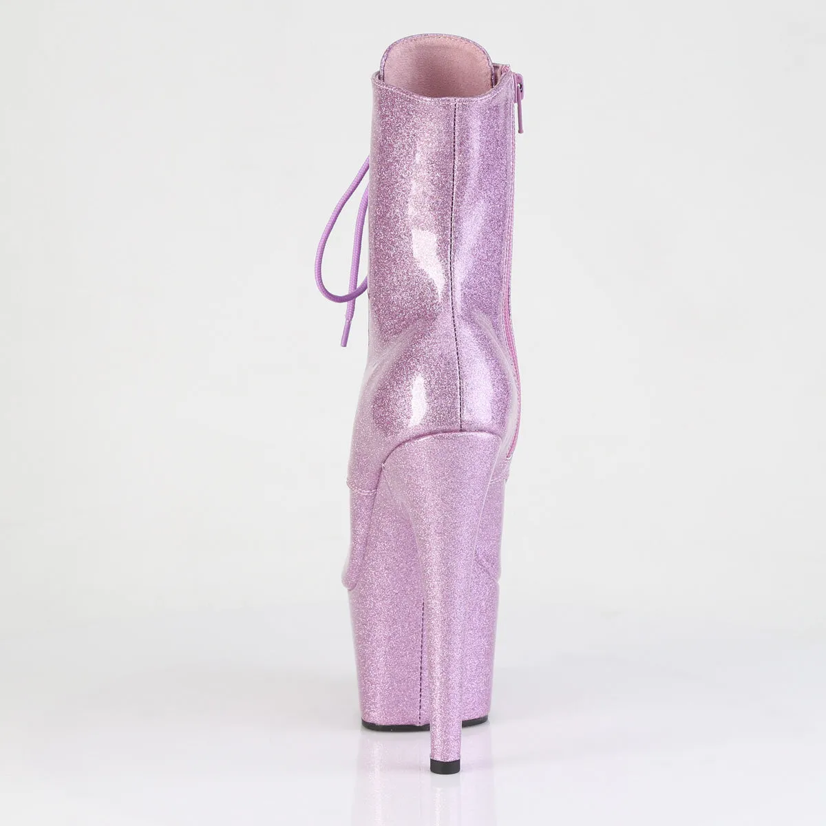 ADORE-1021GP Pleaser Purple Glitter Lace Up Platform Peep Toe Ankle Boots