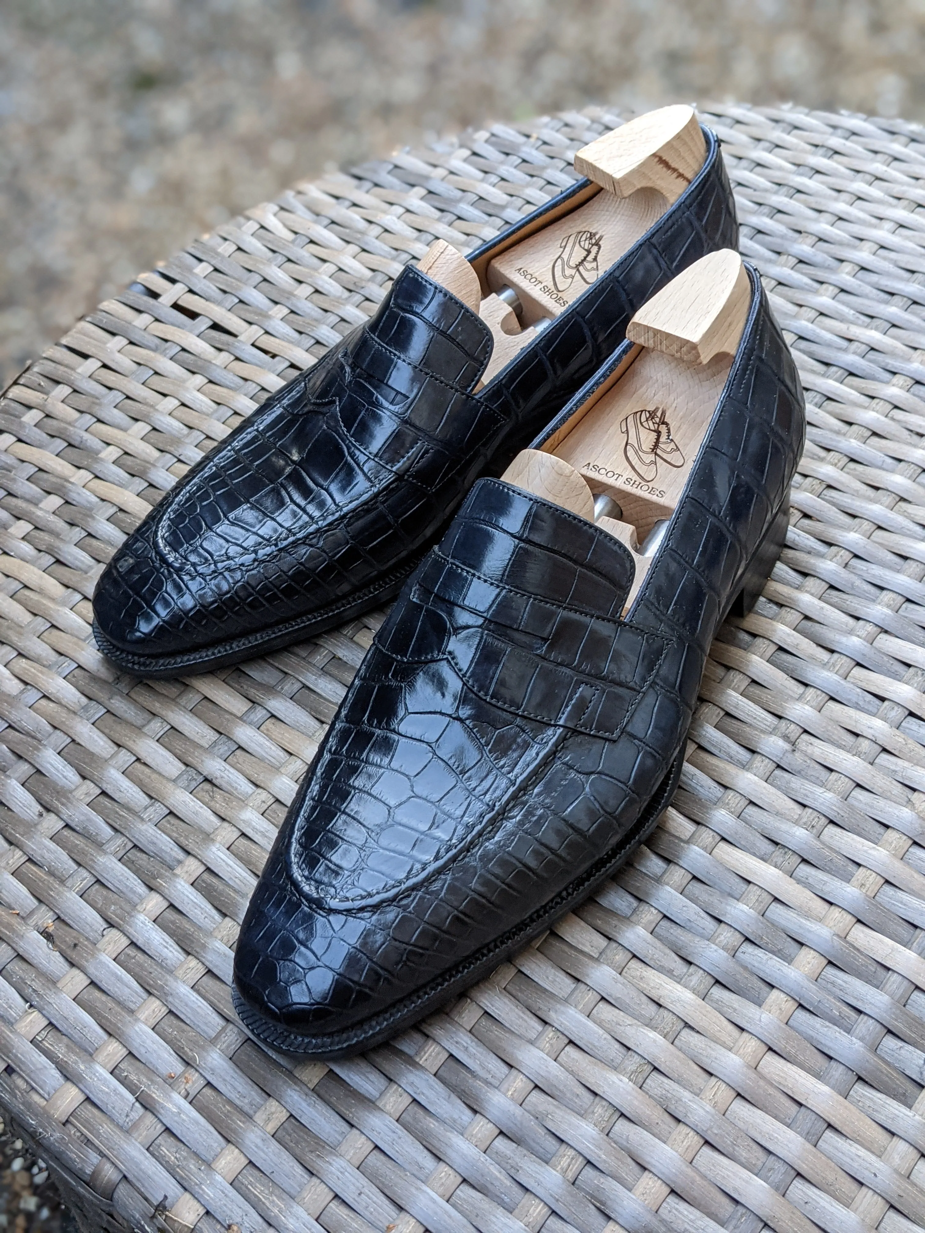 Ascot Wholecut Loafer - Black Piano Alligator