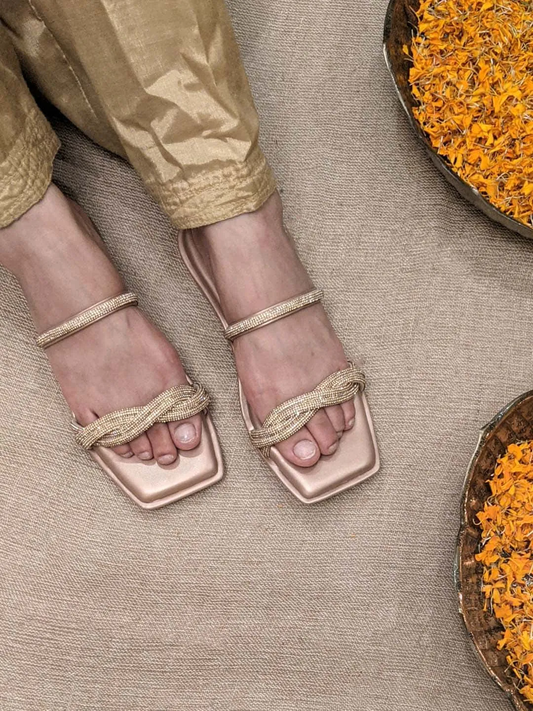 Aurum Twisted Flats Rose Gold