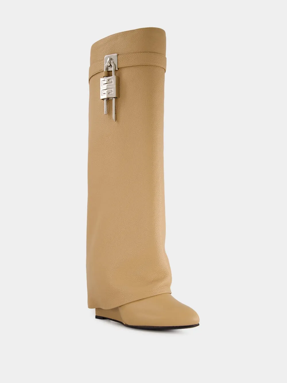 Beige Shark Lock High Boots