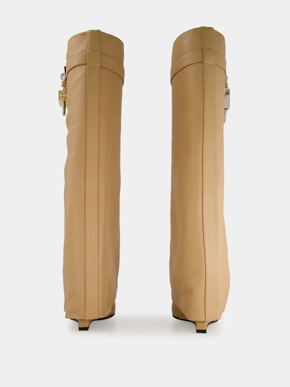 Beige Shark Lock High Boots