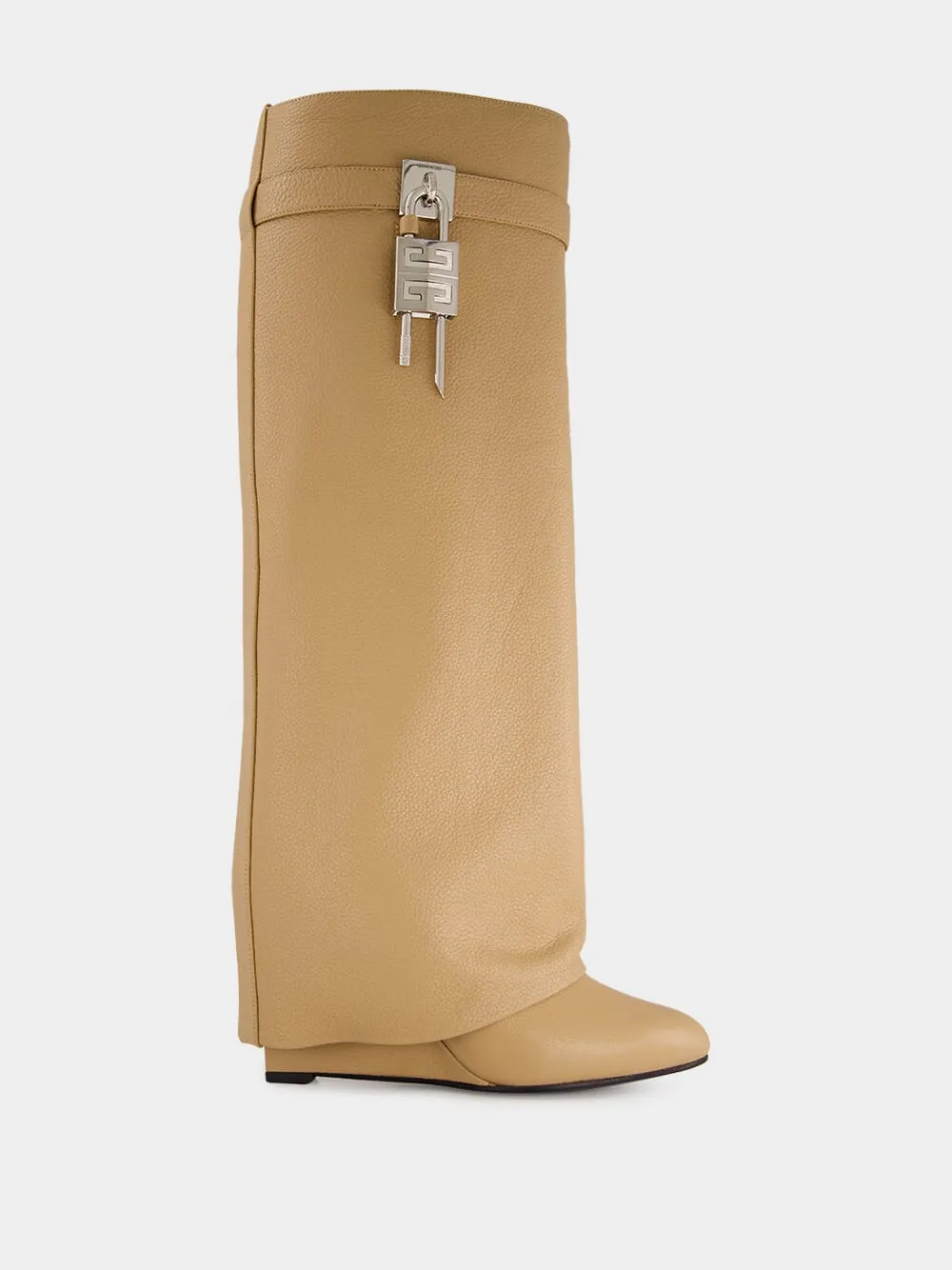 Beige Shark Lock High Boots
