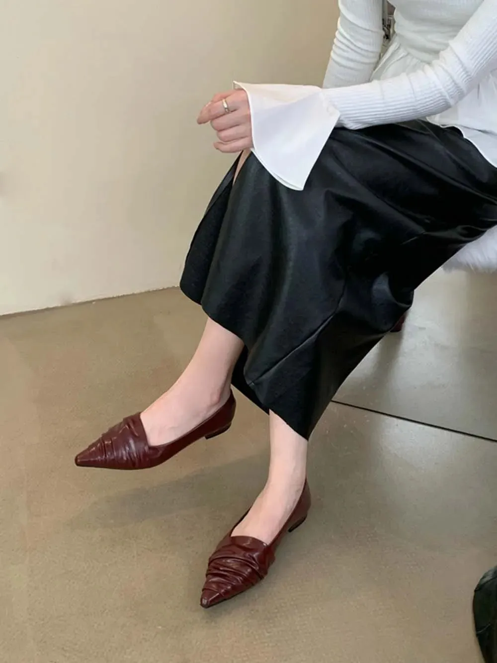 binfenxie  -  Fashion Women Loafers Pointed Toe Shallow Slip On Low Heeled Black Red Silver Gold Party Dress Shoes Woman Mules Size 35-39