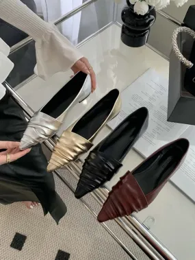 binfenxie  -  Fashion Women Loafers Pointed Toe Shallow Slip On Low Heeled Black Red Silver Gold Party Dress Shoes Woman Mules Size 35-39