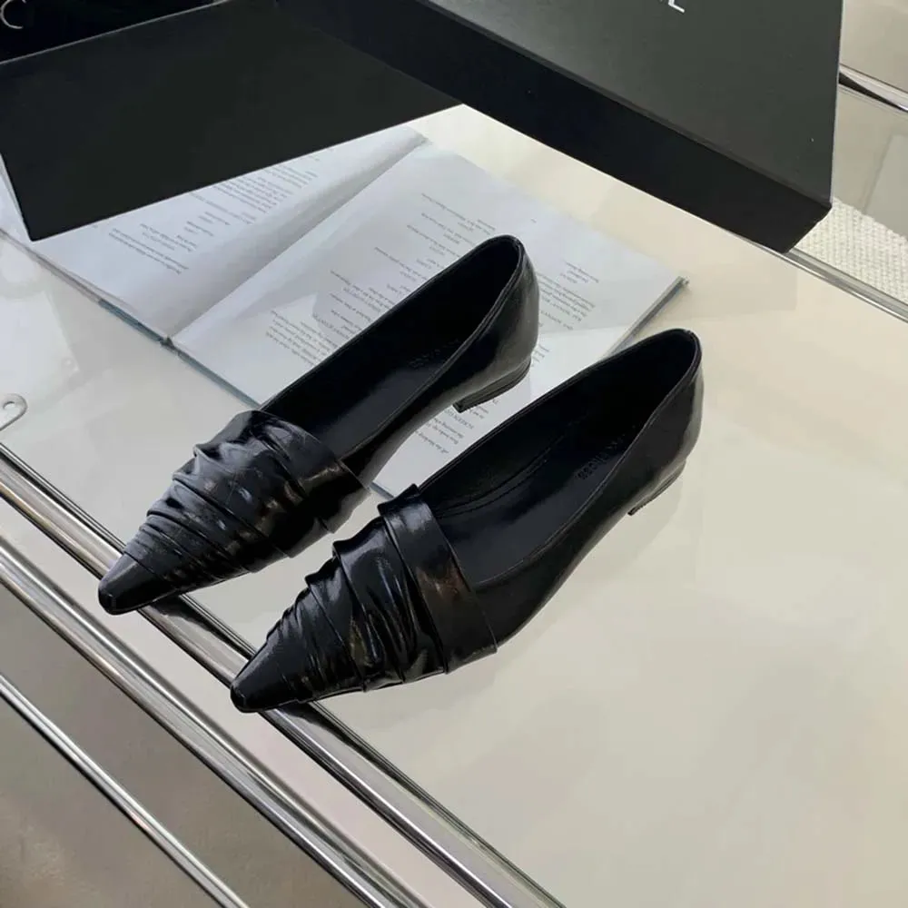 binfenxie  -  Fashion Women Loafers Pointed Toe Shallow Slip On Low Heeled Black Red Silver Gold Party Dress Shoes Woman Mules Size 35-39
