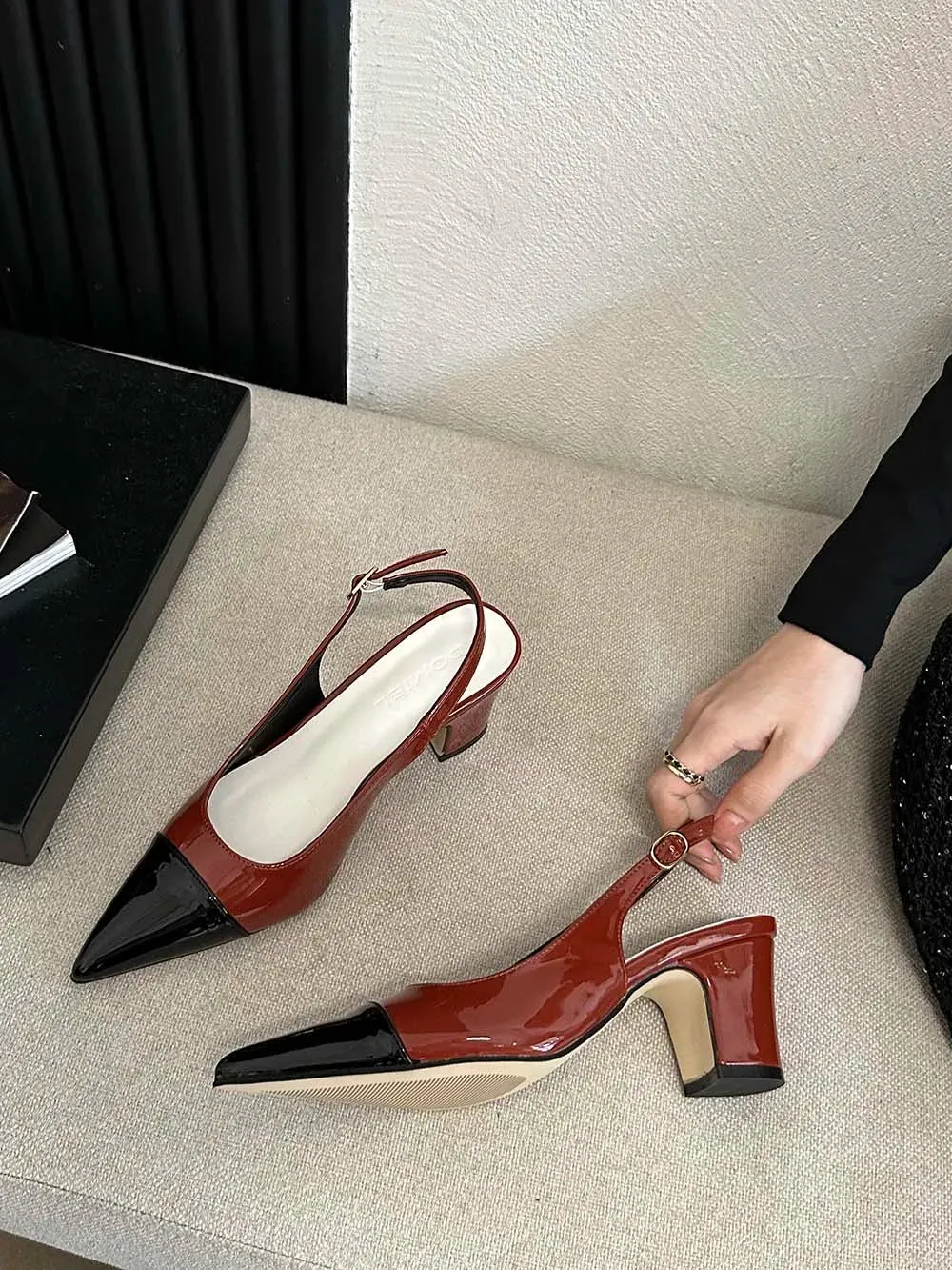 binfenxie  -  Mixed Color Women Sandals Fashion Dress Shoes Thick Mid Heeled Elastic Back Strap Party Pumps Sexy Sandals 35-39 Beige White