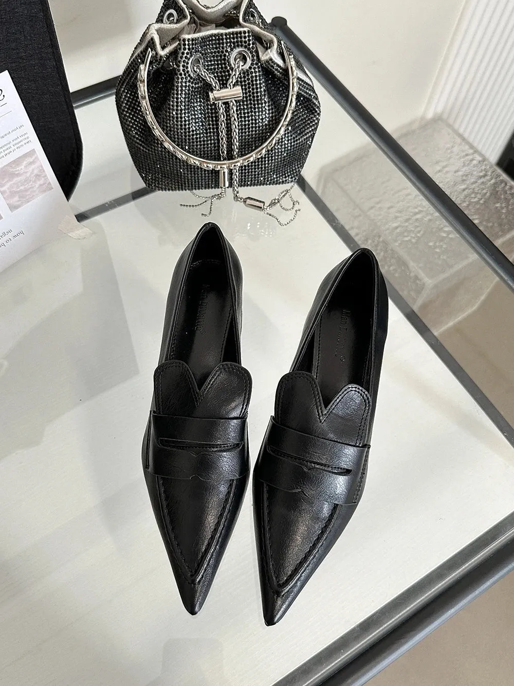 binfenxie  -  Pointed Toe Women Loafers 2024New Arrivals Black Brown Fashion Shallow Slip On Flat Low Heeled Casual Party Pumps Shoes Woman