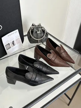 binfenxie  -  Pointed Toe Women Loafers 2024New Arrivals Black Brown Fashion Shallow Slip On Flat Low Heeled Casual Party Pumps Shoes Woman