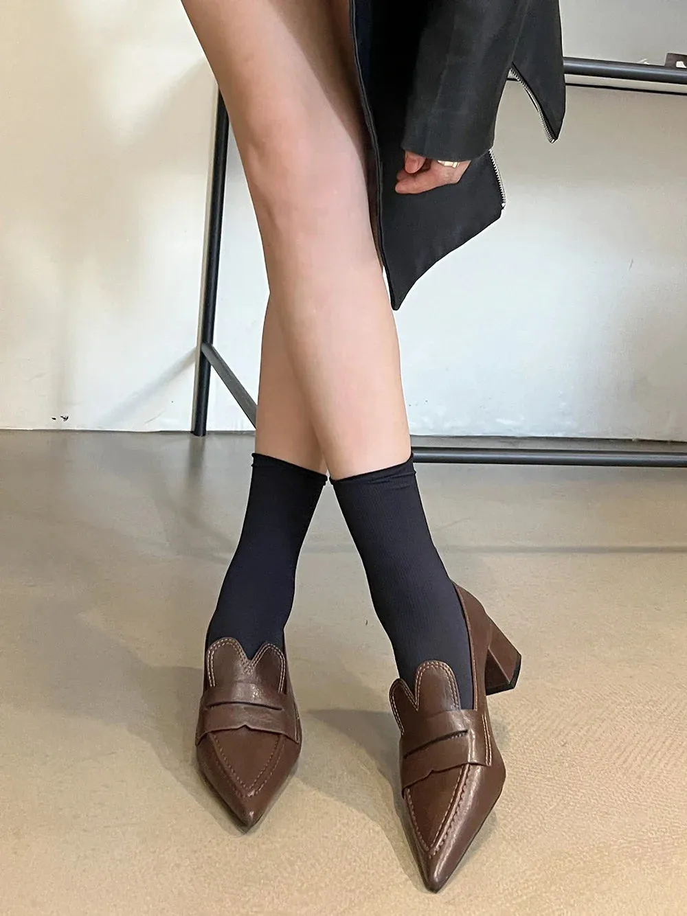 binfenxie  -  Pointed Toe Women Loafers 2024New Arrivals Black Brown Fashion Shallow Slip On Flat Low Heeled Casual Party Pumps Shoes Woman