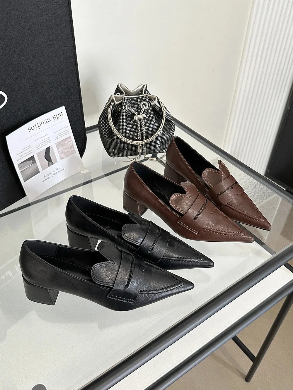 binfenxie  -  Pointed Toe Women Loafers 2024New Arrivals Black Brown Fashion Shallow Slip On Flat Low Heeled Casual Party Pumps Shoes Woman