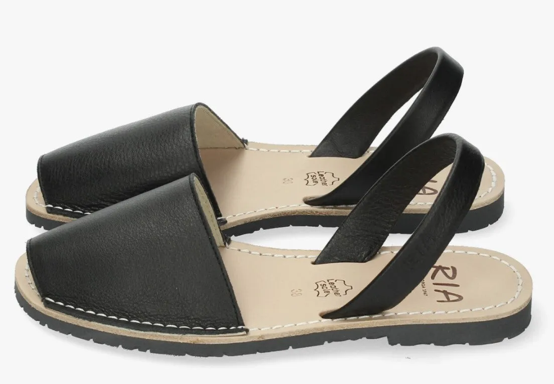 Black Leather Slingback Sandals