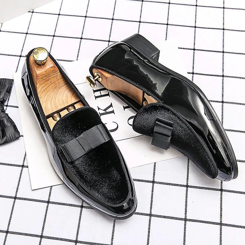 Bow Design Flock Loafers