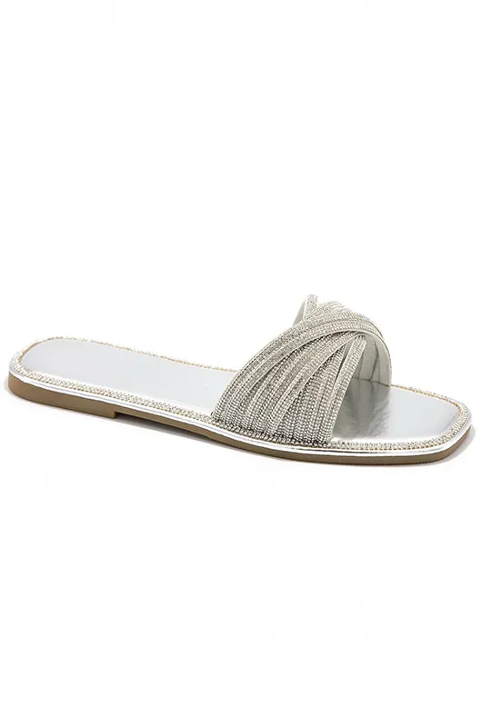 Braided Crystal Strappy Sandals