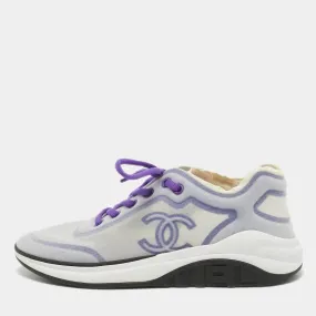 Chanel Purple/White Mesh Interlocking CC Logo Sneakers Size 40.5 RJC4335