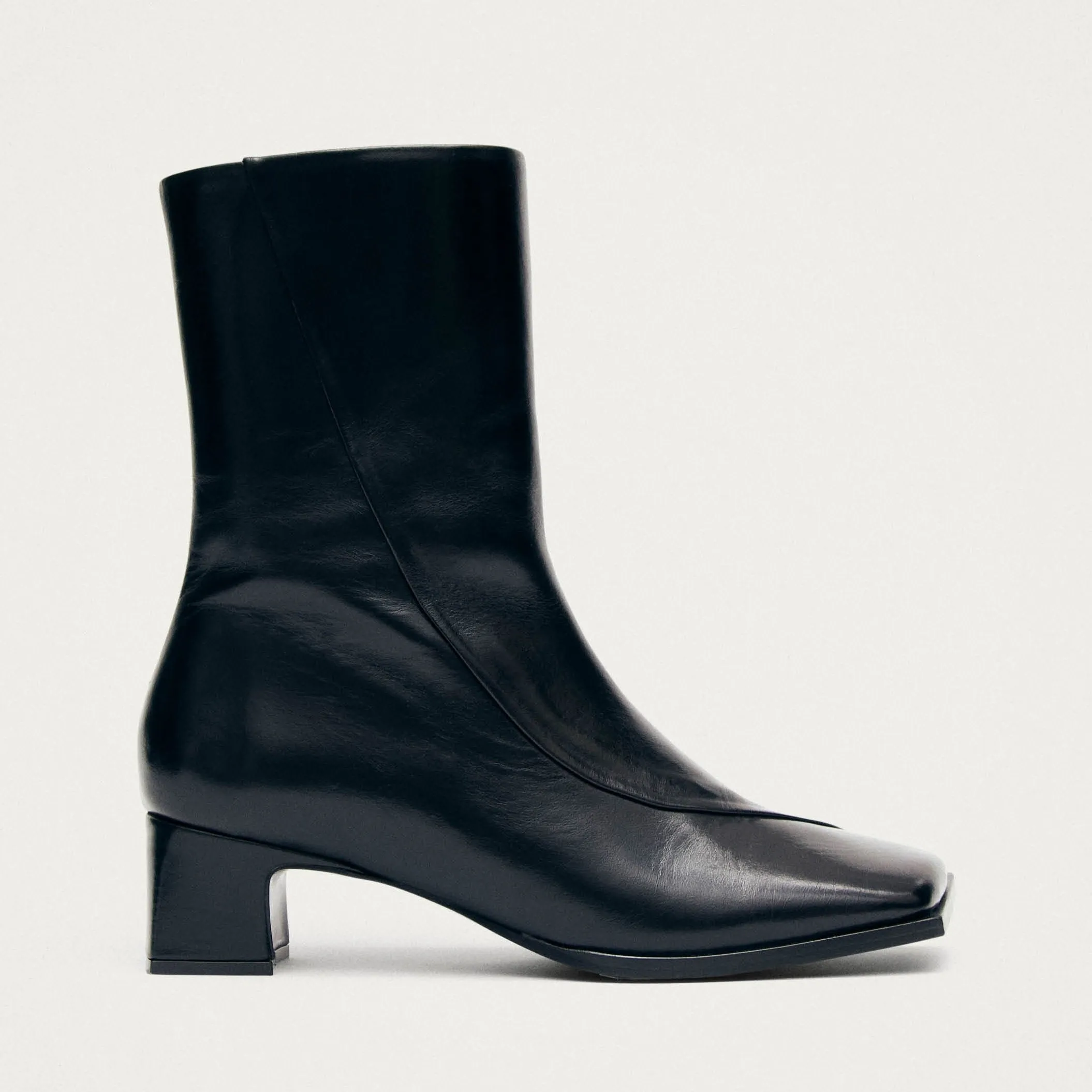 Chantal Black Leather Ankle Boots