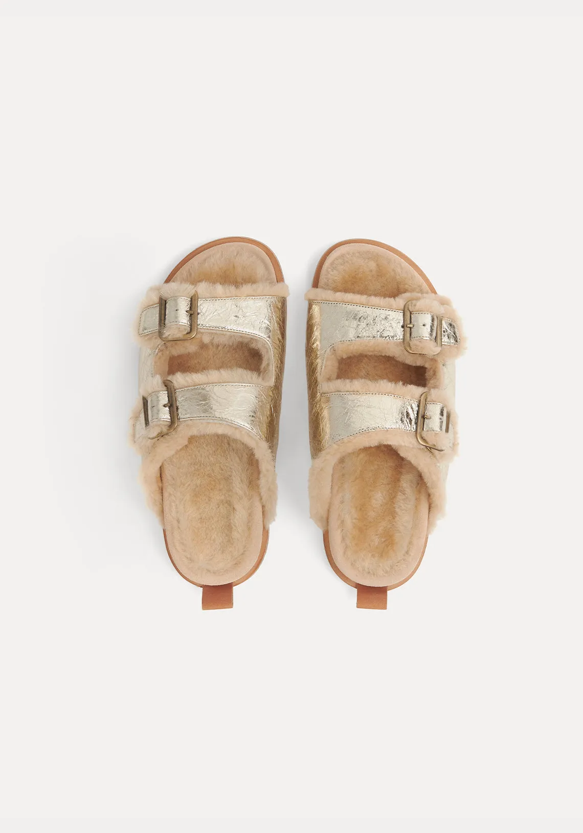 CROQUEL LEATHER SANDALS W BUCKLES PLATINO