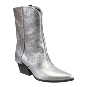 CURIO in SILVER Heeled Mid Shaft Boots