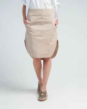 curved hem cotton skirt - beige