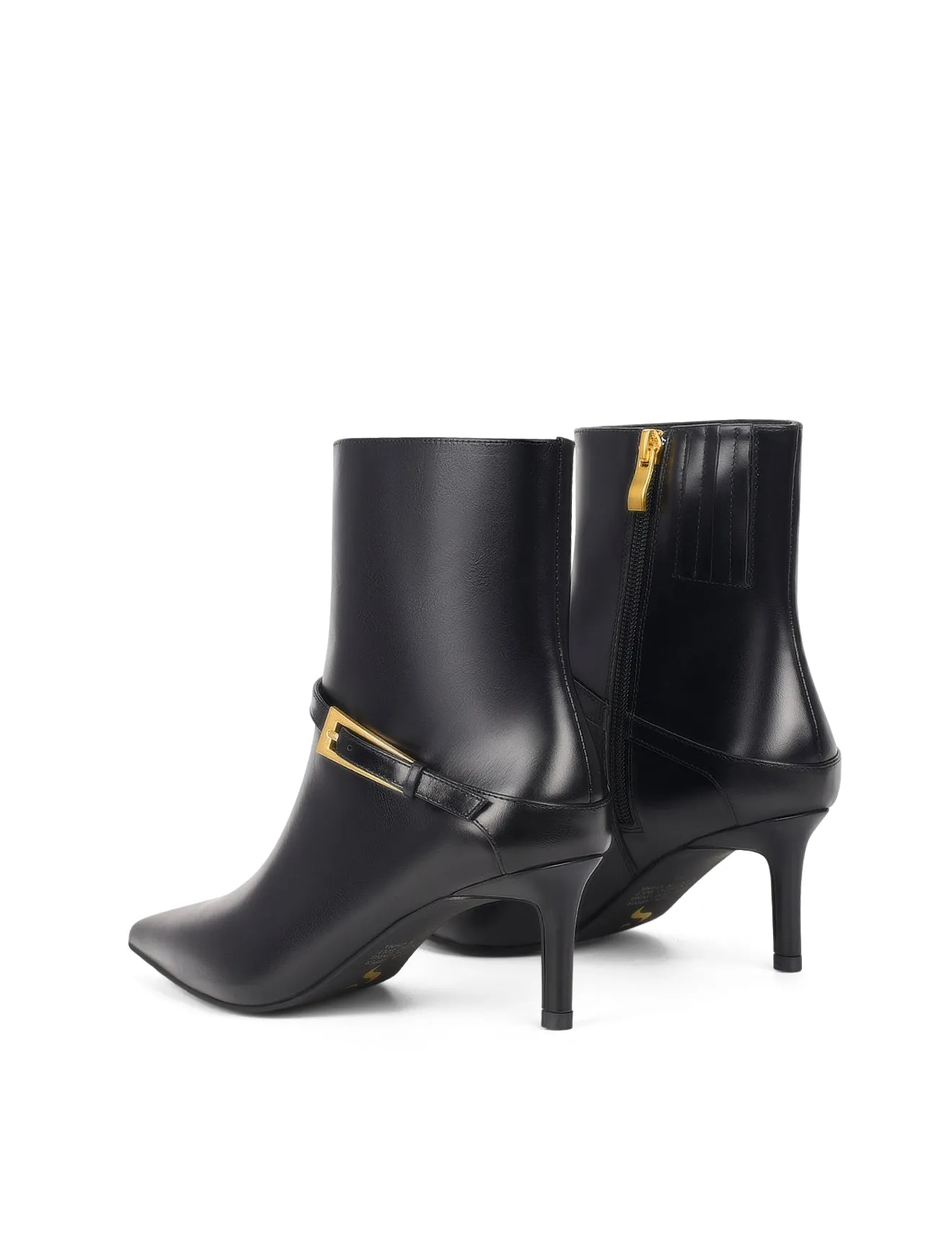 Drew Stiletto Ankle Boots - Black High Shine Leather