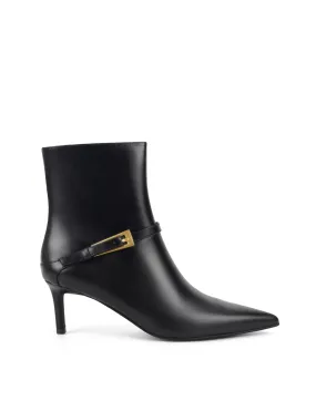 Drew Stiletto Ankle Boots - Black High Shine Leather