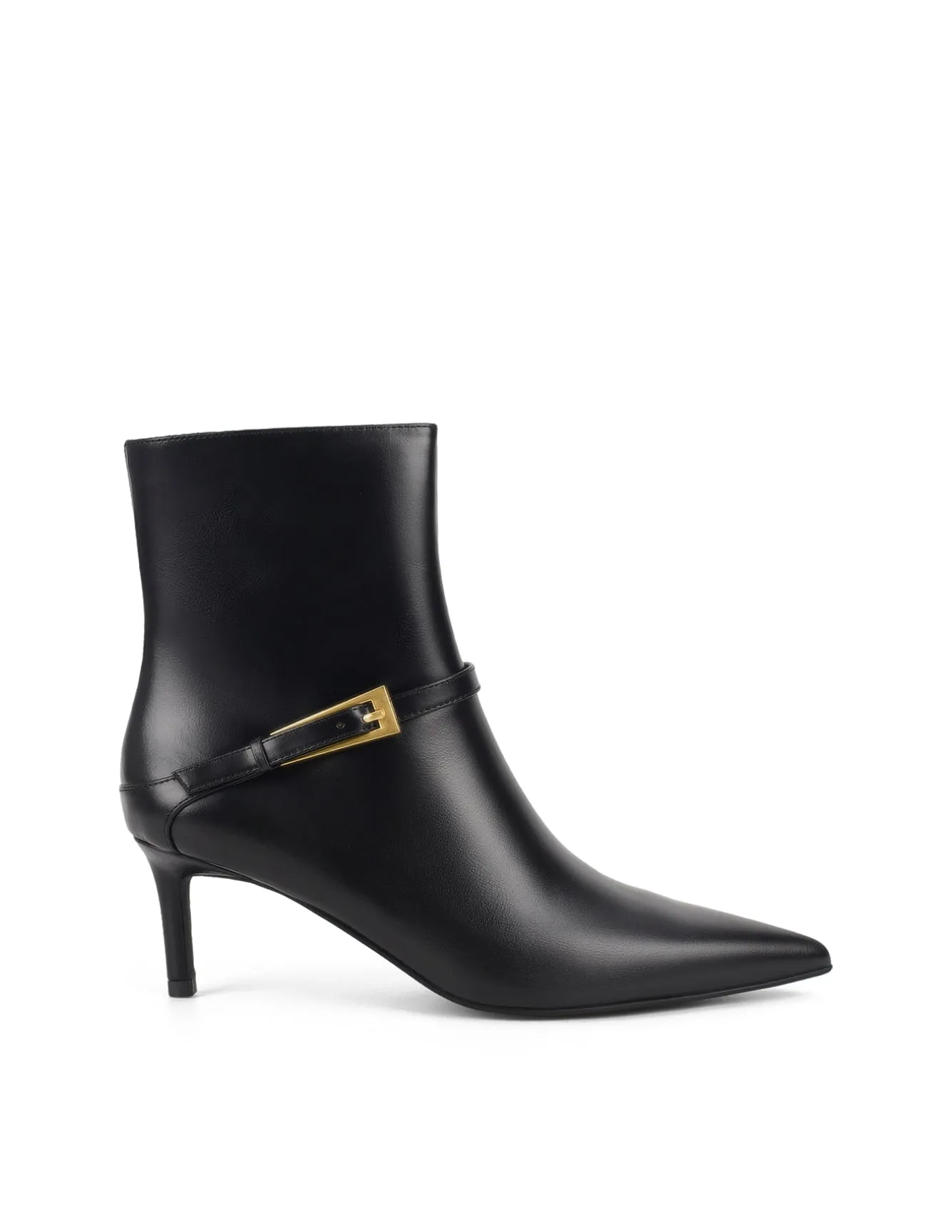 Drew Stiletto Ankle Boots - Black High Shine Leather
