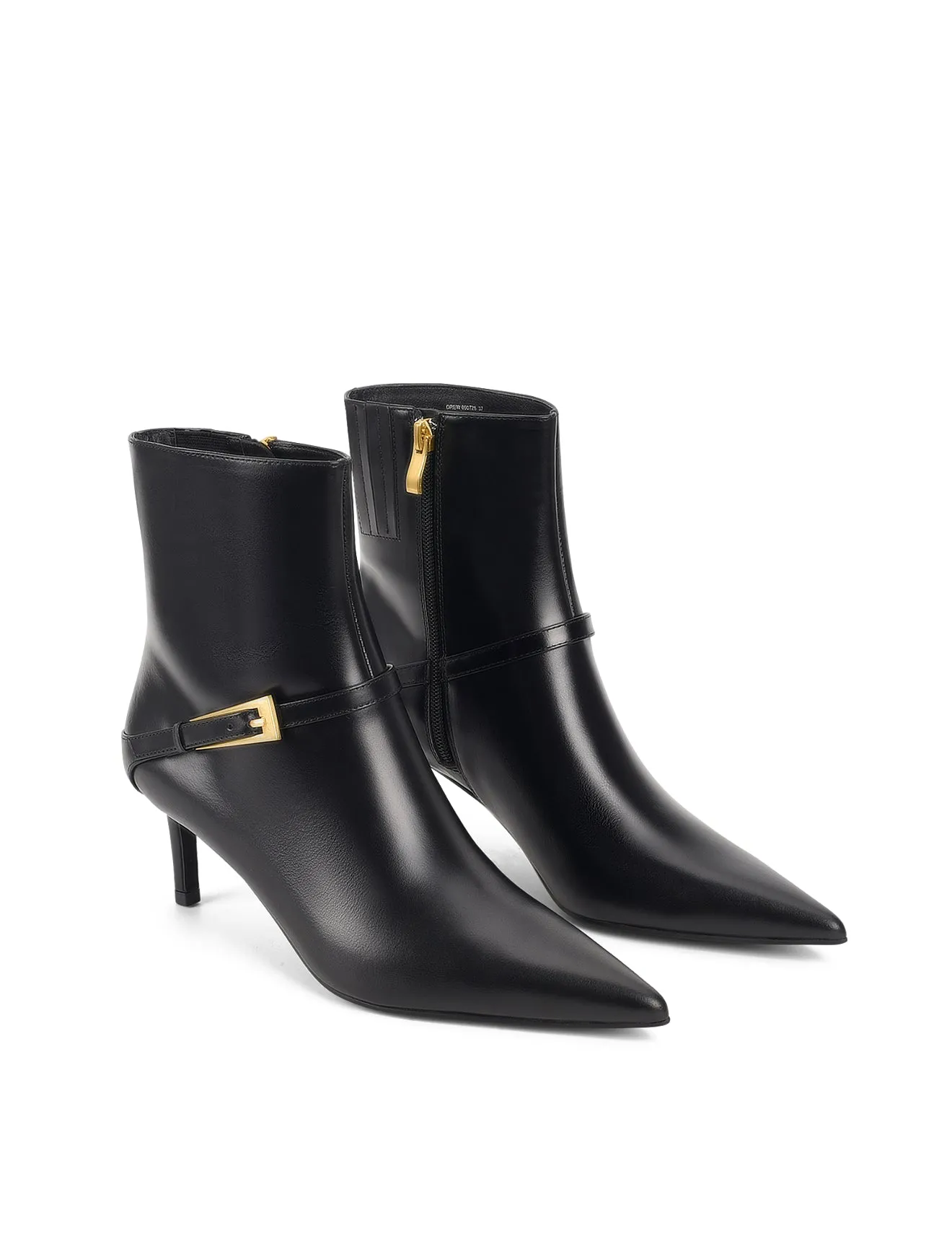 Drew Stiletto Ankle Boots - Black High Shine Leather