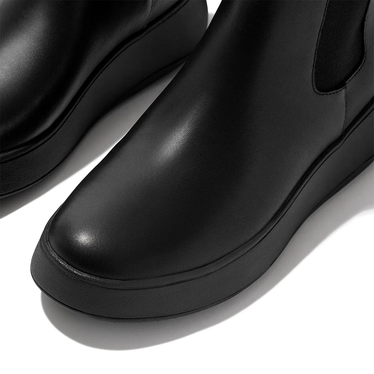 F-MODE Leather Flatform Chelsea Boots