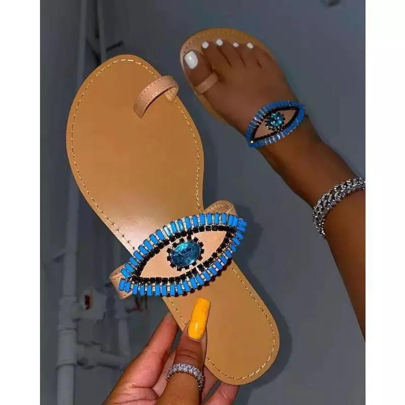 Flat Rhinestone Slip-on Slides