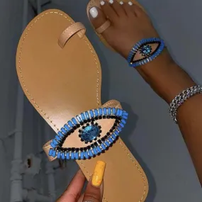 Flat Rhinestone Slip-on Slides
