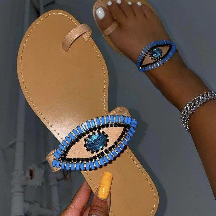 Flat Rhinestone Slip-on Slides