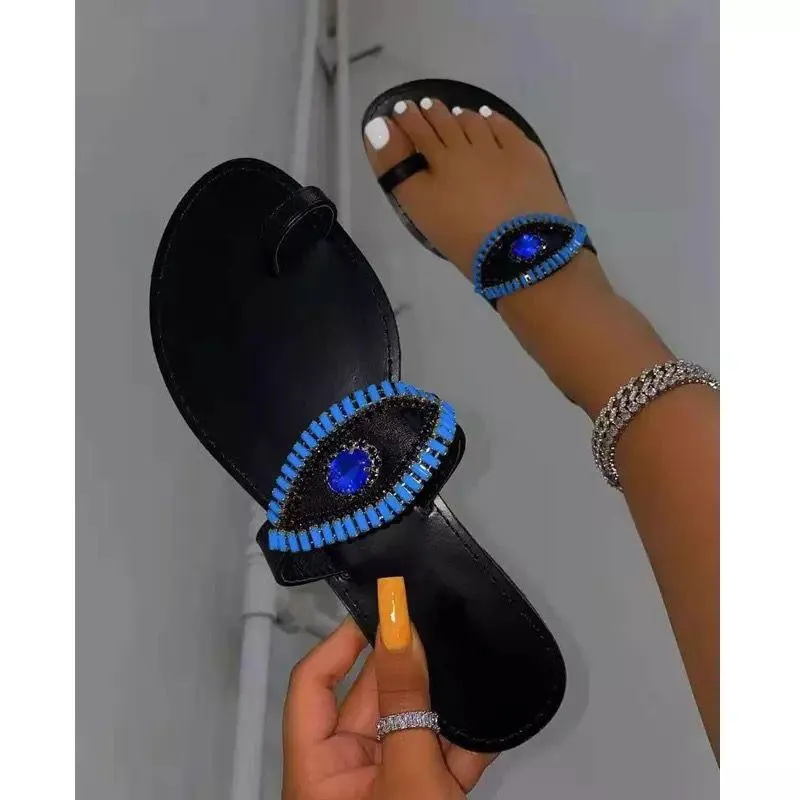 Flat Rhinestone Slip-on Slides