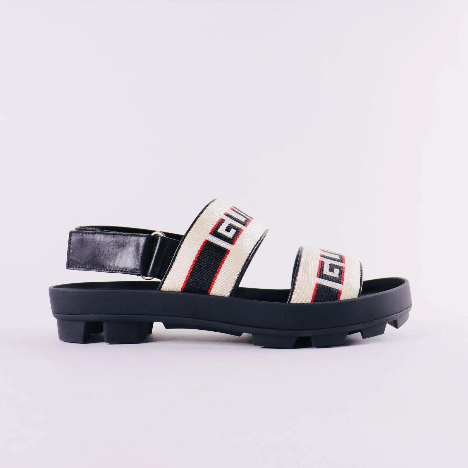 GUCCI Nylon Cirano Lux Stripe Mens Cleat Sole Slingback Sandals