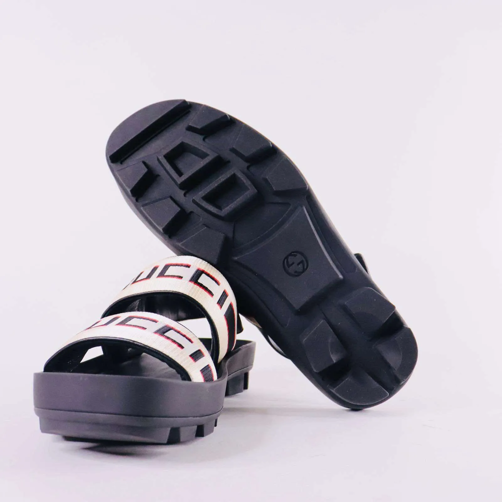 GUCCI Nylon Cirano Lux Stripe Mens Cleat Sole Slingback Sandals