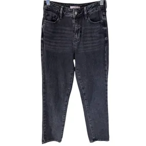 High Rise Mom Jeans Washed Black Denim Classic Fit