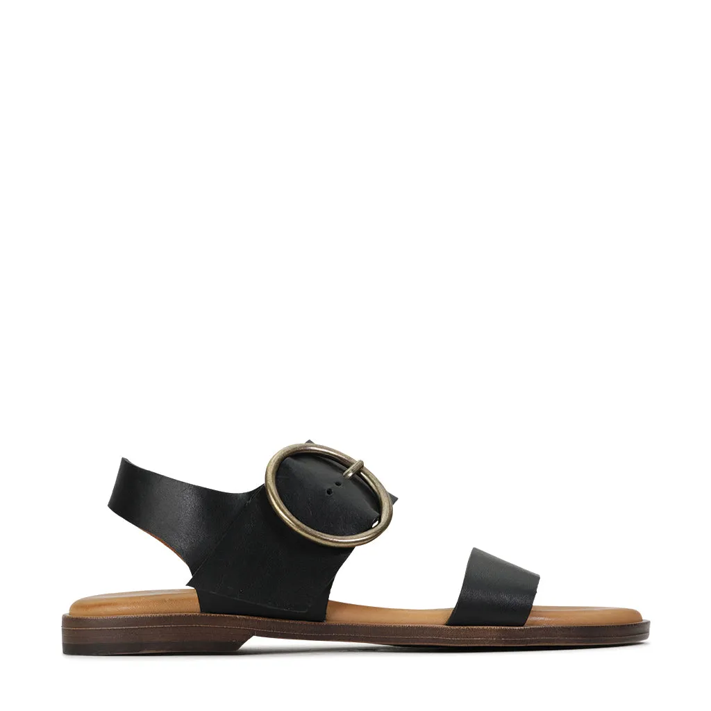 KASSIDY LEATHER ANKLE STRAP SANDALS