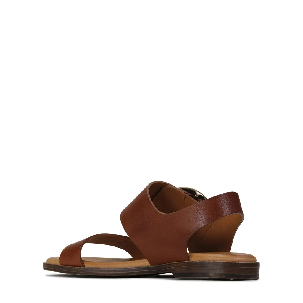 KASSIDY LEATHER ANKLE STRAP SANDALS
