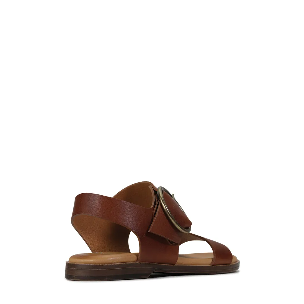KASSIDY LEATHER ANKLE STRAP SANDALS