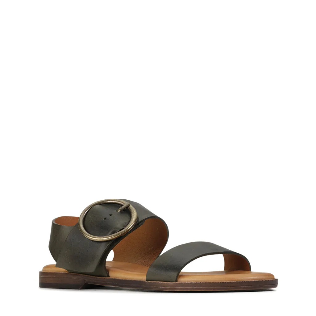 KASSIDY LEATHER ANKLE STRAP SANDALS