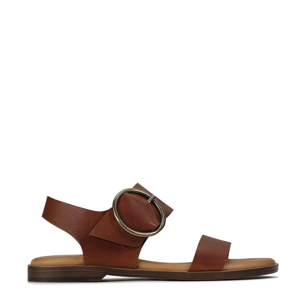 KASSIDY LEATHER ANKLE STRAP SANDALS