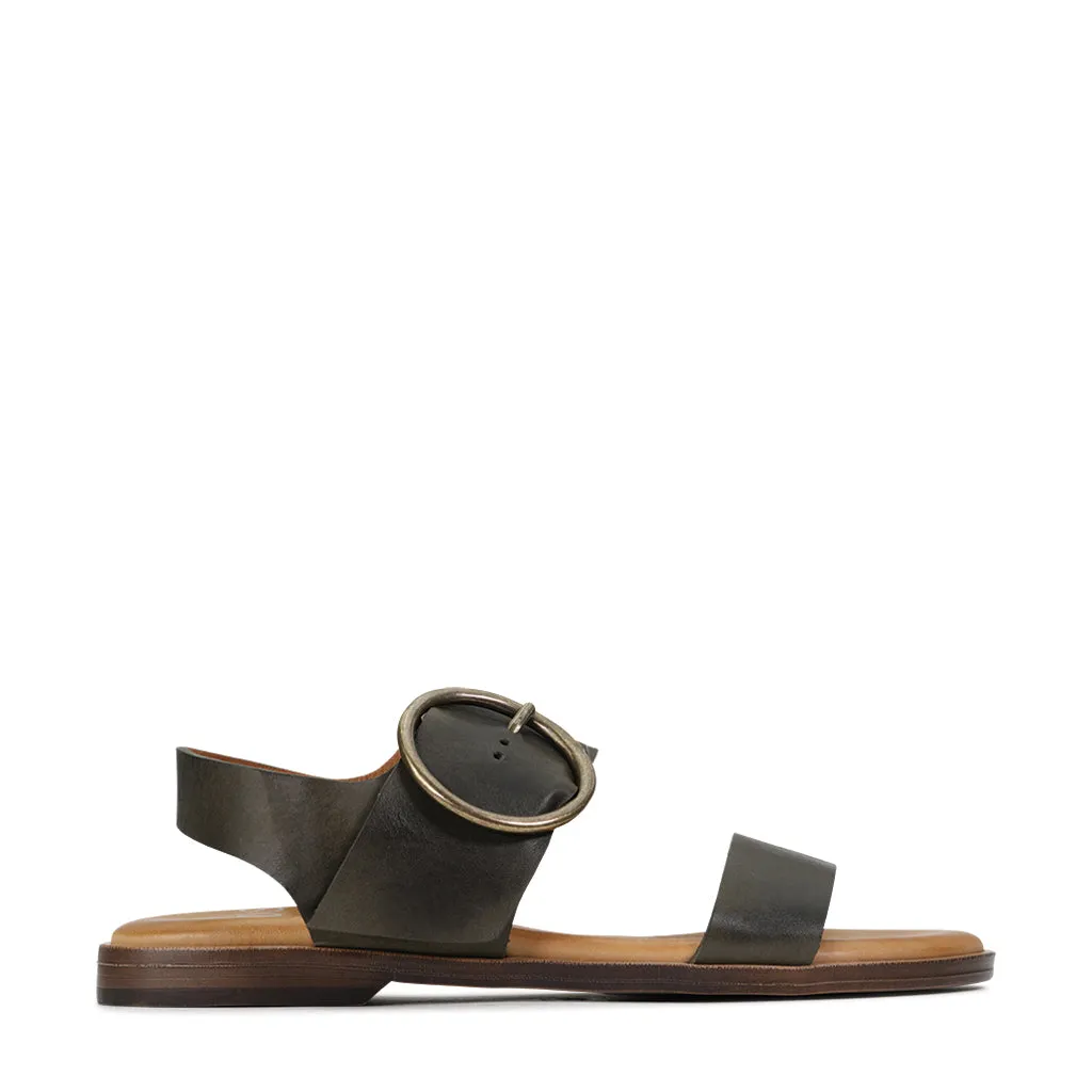 KASSIDY LEATHER ANKLE STRAP SANDALS