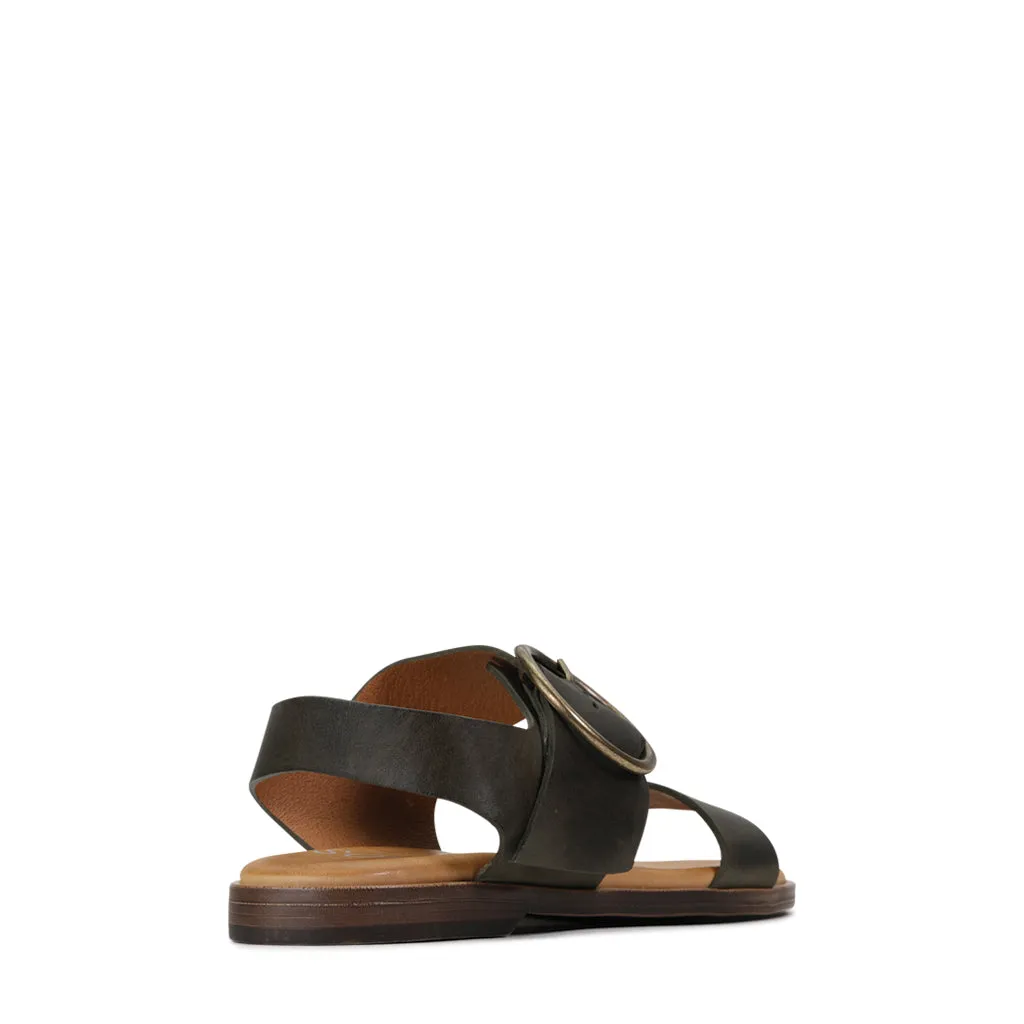 KASSIDY LEATHER ANKLE STRAP SANDALS