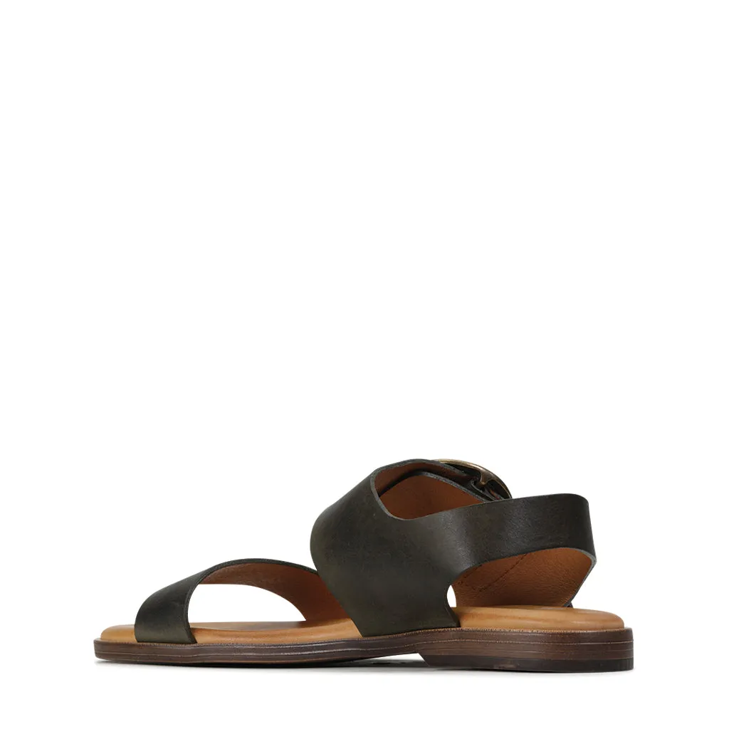KASSIDY LEATHER ANKLE STRAP SANDALS