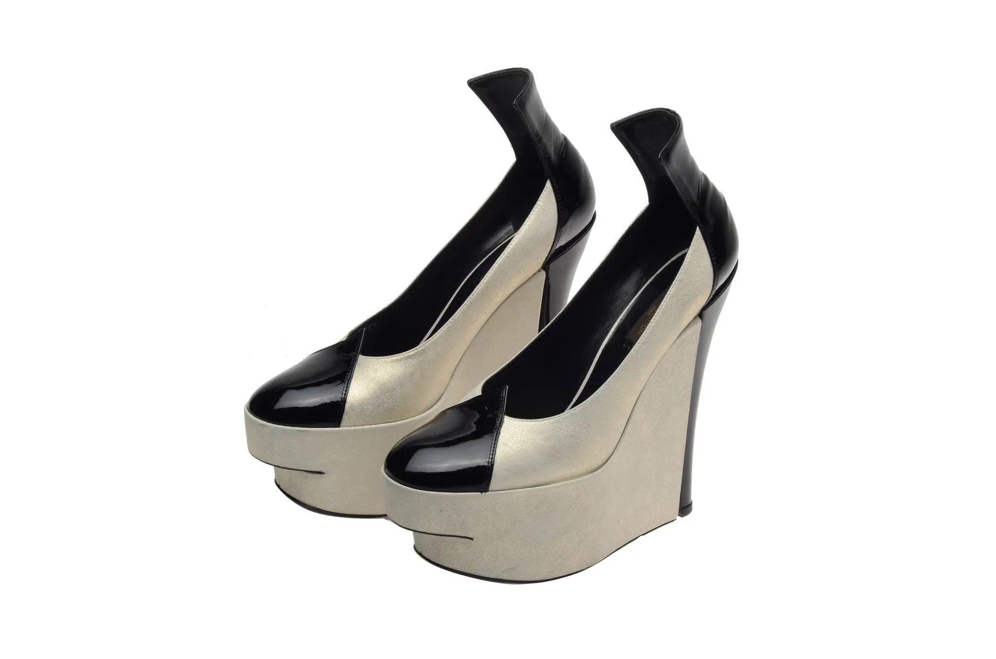 Louis Vuitton - Silver and Black Wedge High Heel - IT 38 1/2