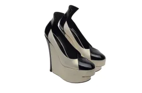Louis Vuitton - Silver and Black Wedge High Heel - IT 38 1/2