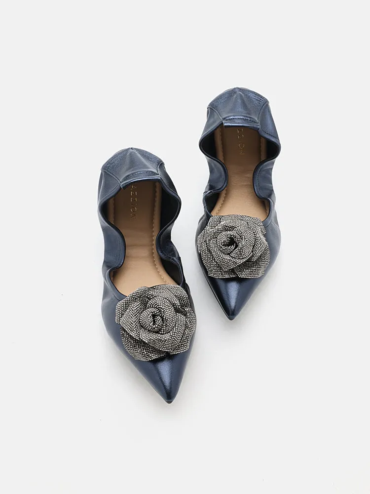 Marianna Crystal Embellished Rose Foldable Flats