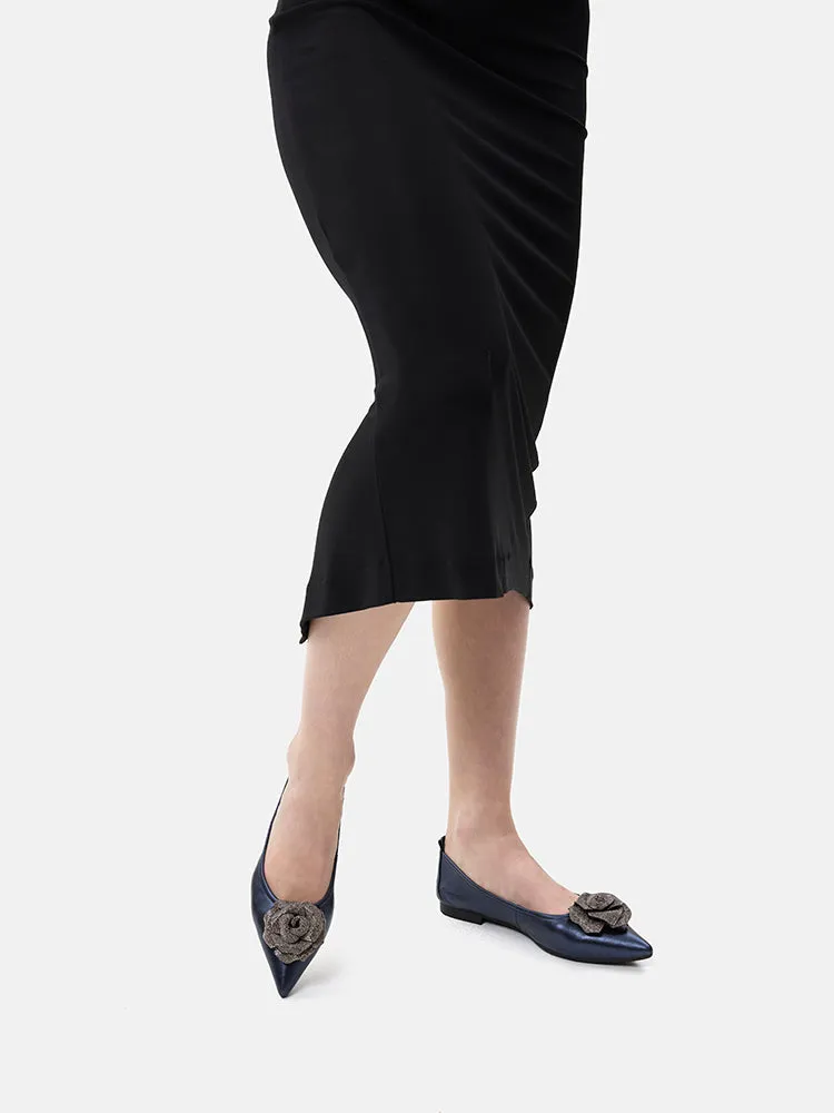 Marianna Crystal Embellished Rose Foldable Flats