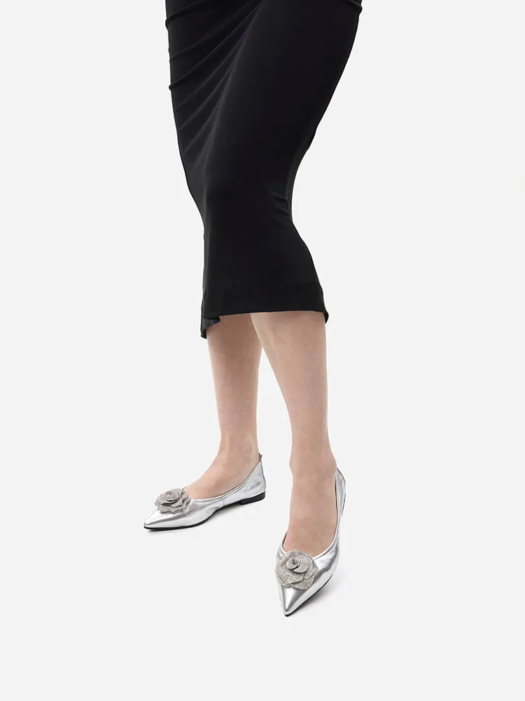 Marianna Crystal Embellished Rose Foldable Flats