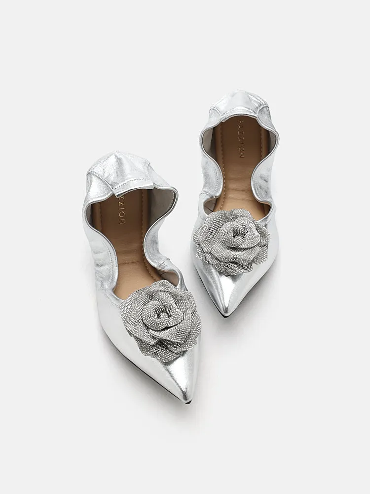 Marianna Crystal Embellished Rose Foldable Flats