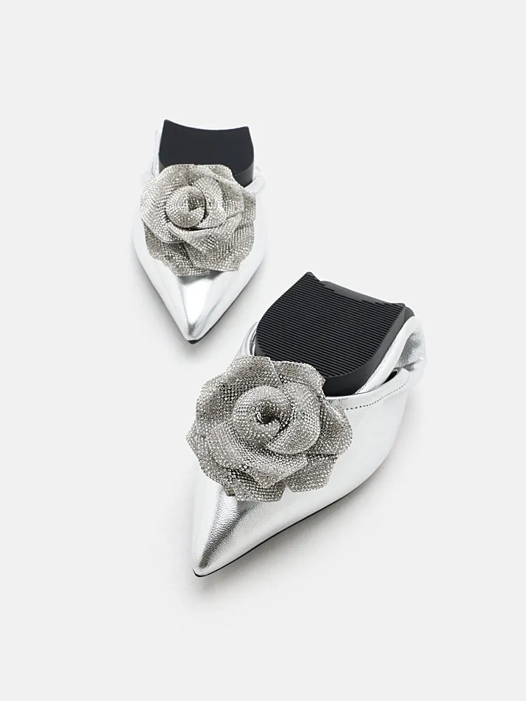 Marianna Crystal Embellished Rose Foldable Flats